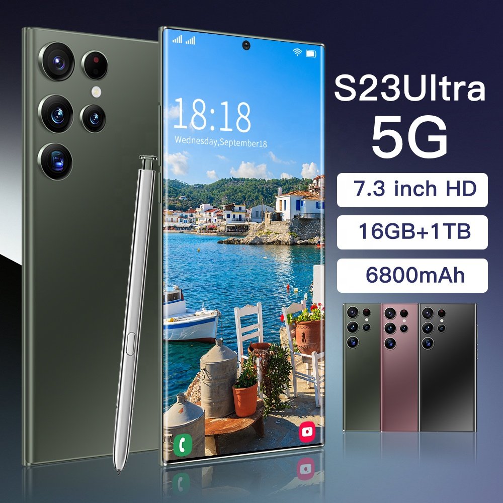 Hot Sale S23 Ultra Cellphones 12+512GB Android unlocked cell phones smartphones original Dual SIM Card 3 camera china smartphone